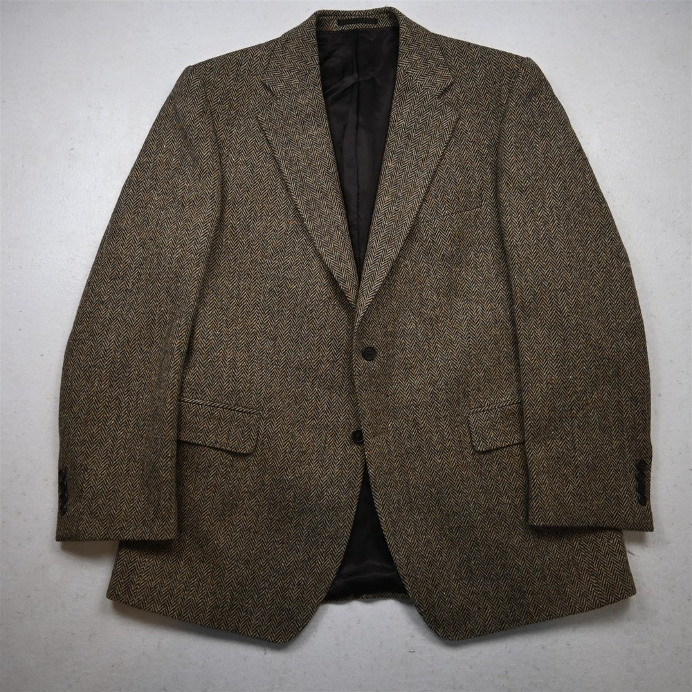 Magee Donegal Irish Tweed 44L Brown Heavyweight Herringbone 100% Wool Blazer